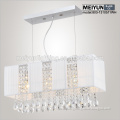 CRYSTAL CHANDELIER IN POLISH CHROME FINSH WITH STAINLESS STEEL SHADE AND CRYSTAL WORKS WELL WITH MODERN AND TRANSITIONAL INTERIO